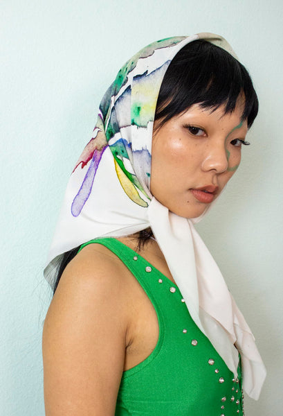 Fahren Feingold "PRINCESS POT LEAF" SILK SCARF Limited Edition