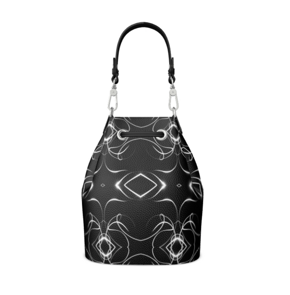 UNTITLED x Indira Cesarine "Lumière" Series Black and White Kaleidoscopic Bucket Bag - Limited Edition