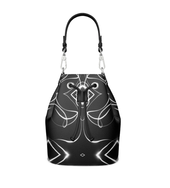 UNTITLED x Indira Cesarine "Lumière" Series Black and White Kaleidoscopic Bucket Bag - Limited Edition