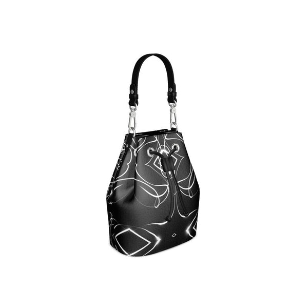 UNTITLED x Indira Cesarine "Lumière" Series Black and White Kaleidoscopic Bucket Bag - Limited Edition