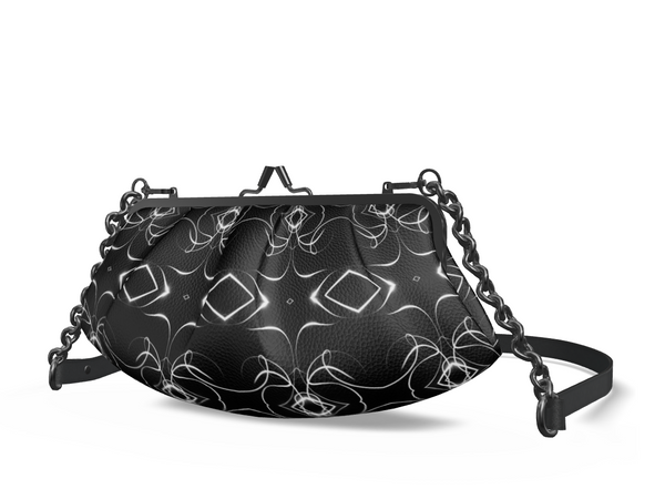 UNTITLED x Indira Cesarine "Lumière" Series Black and White Kaleidoscopic Pleated Metal Frame Bag - Limited Edition