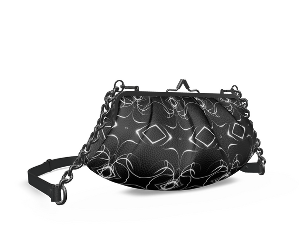 UNTITLED x Indira Cesarine "Lumière" Series Black and White Kaleidoscopic Pleated Metal Frame Bag - Limited Edition