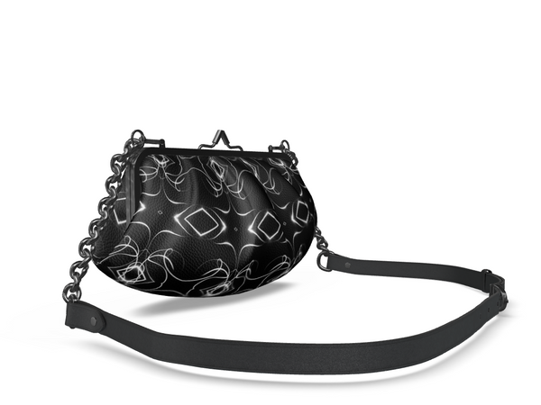 UNTITLED x Indira Cesarine "Lumière" Series Black and White Kaleidoscopic Pleated Metal Frame Bag - Limited Edition