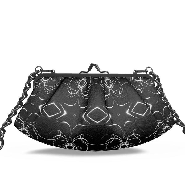 UNTITLED x Indira Cesarine "Lumière" Series Black and White Kaleidoscopic Pleated Metal Frame Bag - Limited Edition