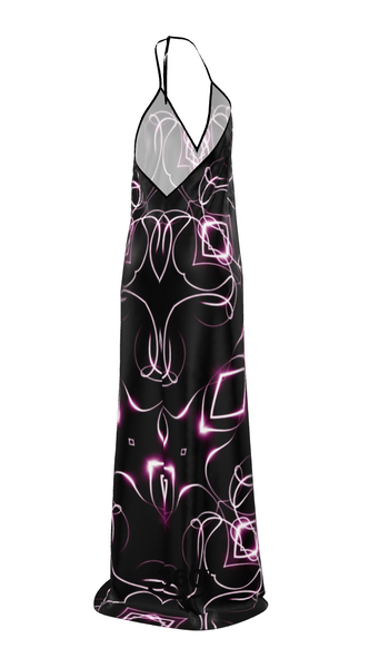 UNTITLED x Indira Cesarine "Lumière" Series Black and Pink Kaleidoscopic Halter Neck Backless Dress - Limited Edition