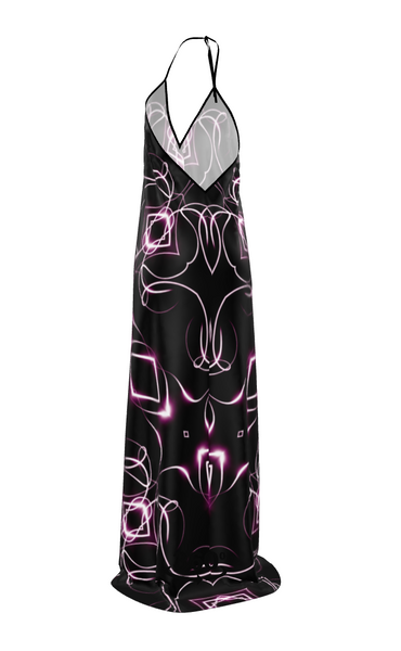 UNTITLED x Indira Cesarine "Lumière" Series Black and Pink Kaleidoscopic Halter Neck Backless Dress - Limited Edition