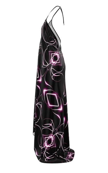 UNTITLED x Indira Cesarine "Lumière" Series Black and Pink Kaleidoscopic Halter Neck Backless Dress - Limited Edition