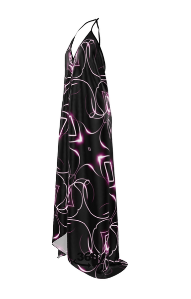 UNTITLED x Indira Cesarine "Lumière" Series Black and Pink Kaleidoscopic Halter Neck Backless Dress - Limited Edition