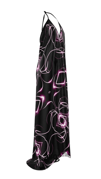 UNTITLED x Indira Cesarine "Lumière" Series Black and Pink Kaleidoscopic Halter Neck Backless Dress - Limited Edition