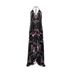 UNTITLED x Indira Cesarine "Lumière" Series Black and Pink Kaleidoscopic Halter Neck Backless Dress - Limited Edition