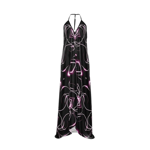 UNTITLED x Indira Cesarine "Lumière" Series Black and Pink Kaleidoscopic Halter Neck Backless Dress - Limited Edition