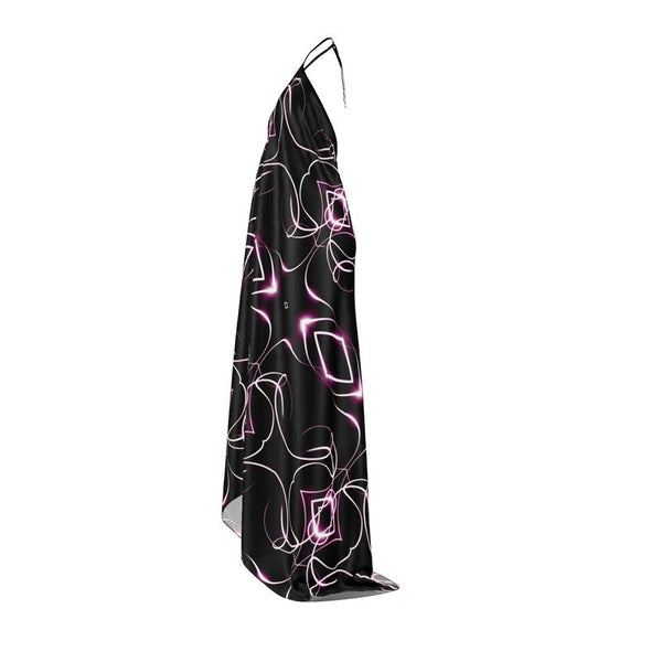 UNTITLED x Indira Cesarine "Lumière" Series Black and Pink Kaleidoscopic Halter Neck Backless Dress - Limited Edition