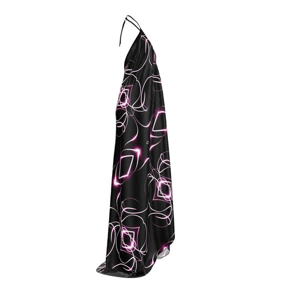 UNTITLED x Indira Cesarine "Lumière" Series Black and Pink Kaleidoscopic Halter Neck Backless Dress - Limited Edition