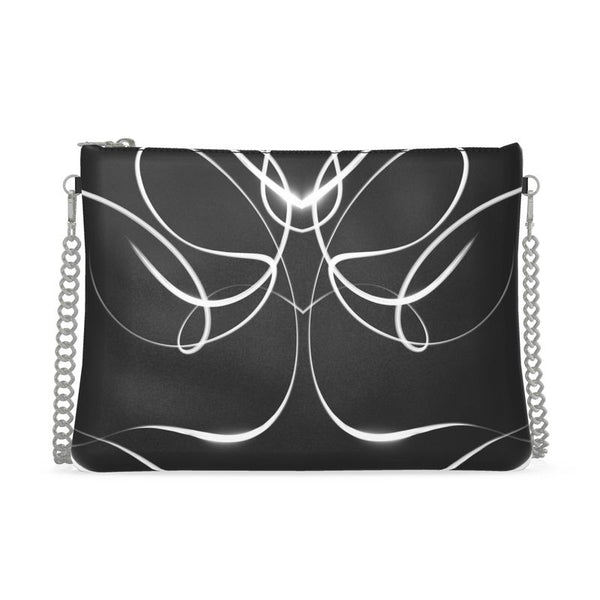 UNTITLED x Indira Cesarine "Lumière" Series Black and White Leather Kaleidoscopic Crossbody Bag with Silver Chain - Limited Edition