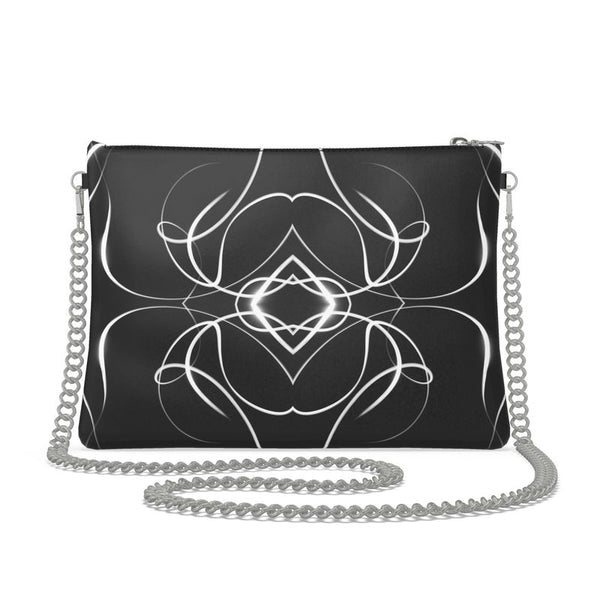 UNTITLED x Indira Cesarine "Lumière" Series Black and White Leather Kaleidoscopic Crossbody Bag with Silver Chain - Limited Edition