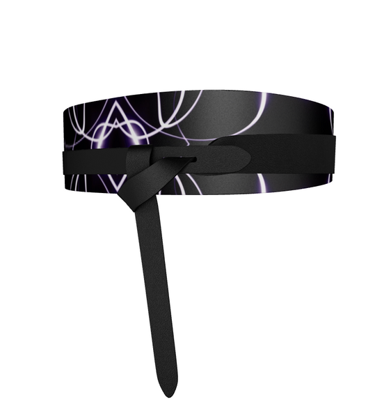 UNTITLED x Indira Cesarine "Lumière" Series Black and Violet Kaleidoscopic Leather Wrap Belt - Limited Edition