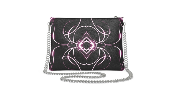 UNTITLED x Indira Cesarine "Lumière" Series Black and Pink Kaleidoscopic Leather Crossbody Bag with Silver Chain - Limited Edition