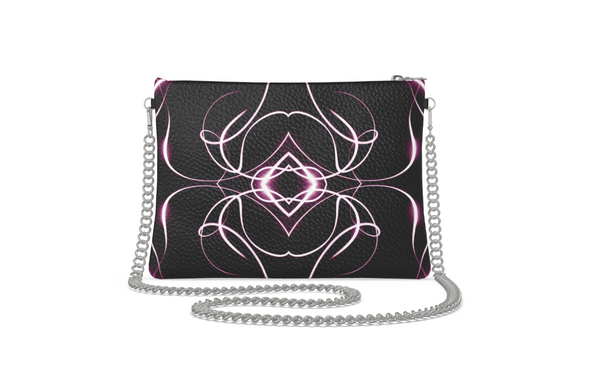 UNTITLED x Indira Cesarine "Lumière" Series Black and Pink Kaleidoscopic Leather Crossbody Bag with Silver Chain - Limited Edition