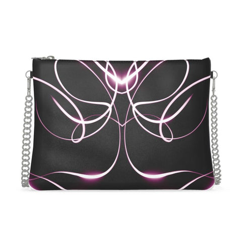 UNTITLED x Indira Cesarine "Lumière" Series Black and Pink Kaleidoscopic Leather Crossbody Bag with Silver Chain - Limited Edition