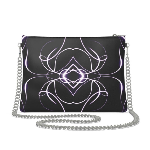 UNTITLED x Indira Cesarine "Lumière" Series Black and Violet Kaleidoscopic Leather Crossbody Bag with Silver Chain - Limited Edition