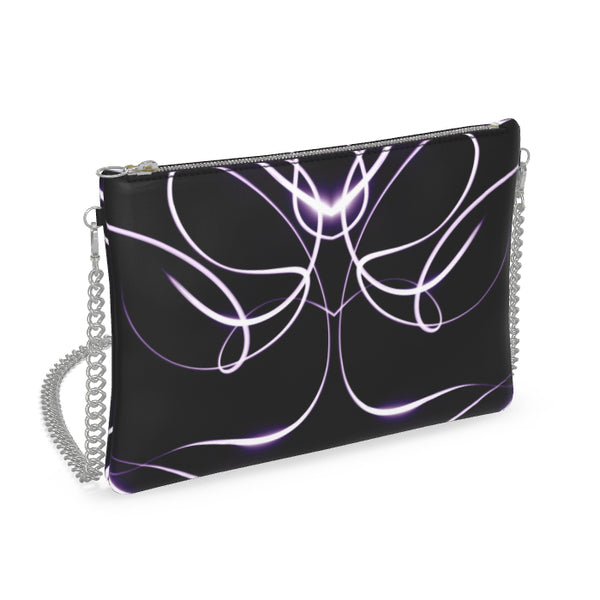 UNTITLED x Indira Cesarine "Lumière" Series Black and Violet Kaleidoscopic Leather Crossbody Bag with Silver Chain - Limited Edition