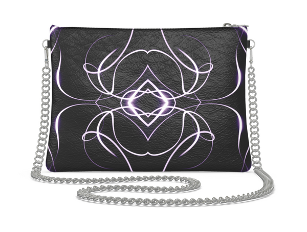 UNTITLED x Indira Cesarine "Lumière" Series Black and Violet Kaleidoscopic Leather Crossbody Bag with Silver Chain - Limited Edition