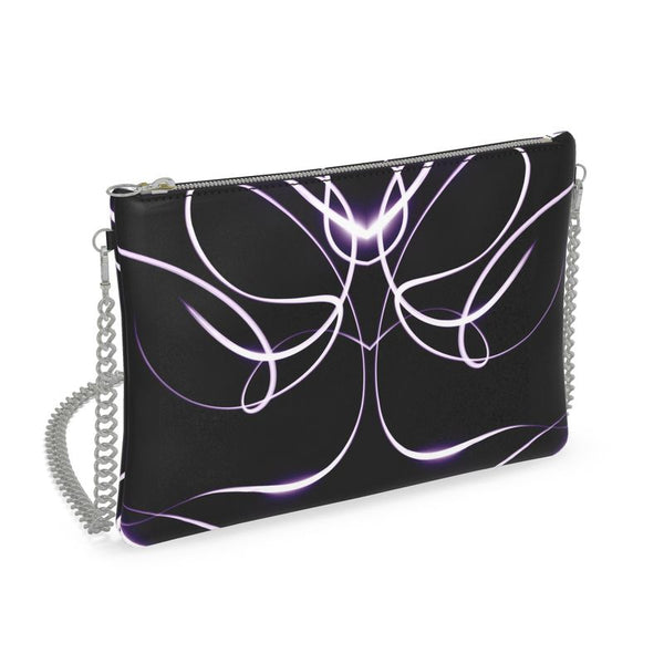 UNTITLED x Indira Cesarine "Lumière" Series Black and Violet Kaleidoscopic Leather Crossbody Bag with Silver Chain - Limited Edition