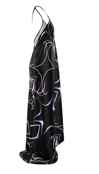 UNTITLED x Indira Cesarine "Lumière" Series Black and Violet Kaleidoscopic Halter Dress - Limited Edition