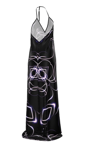 UNTITLED x Indira Cesarine "Lumière" Series Black and Violet Kaleidoscopic Halter Dress - Limited Edition