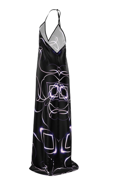 UNTITLED x Indira Cesarine "Lumière" Series Black and Violet Kaleidoscopic Halter Dress - Limited Edition