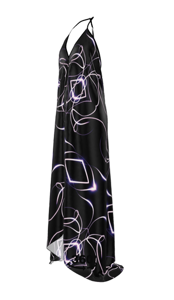 UNTITLED x Indira Cesarine "Lumière" Series Black and Violet Kaleidoscopic Halter Dress - Limited Edition