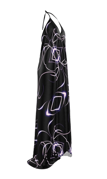 UNTITLED x Indira Cesarine "Lumière" Series Black and Violet Kaleidoscopic Halter Dress - Limited Edition