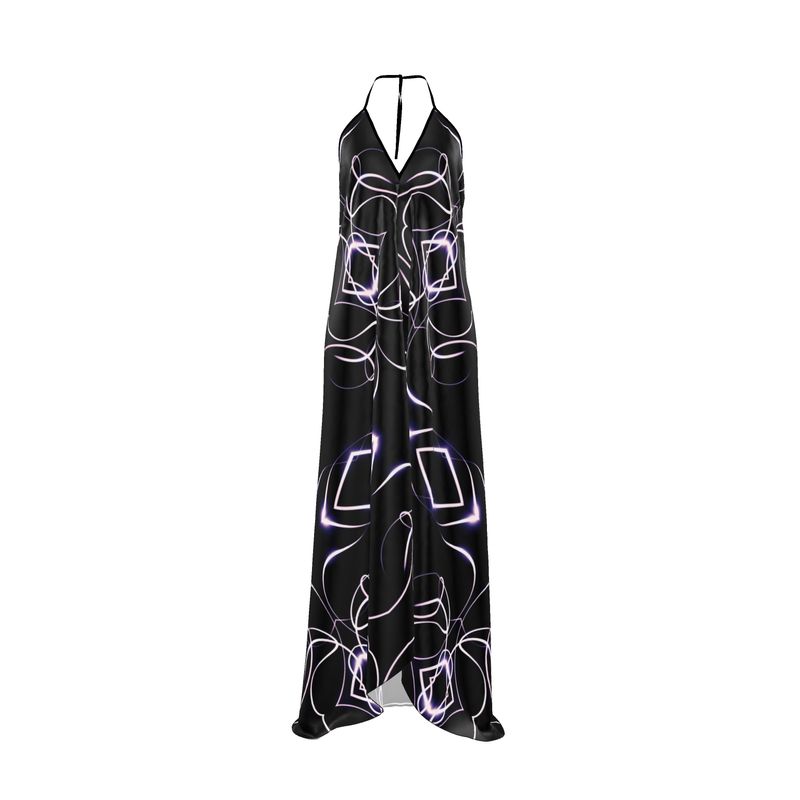 UNTITLED x Indira Cesarine "Lumière" Series Black and Violet Kaleidoscopic Halter Dress - Limited Edition