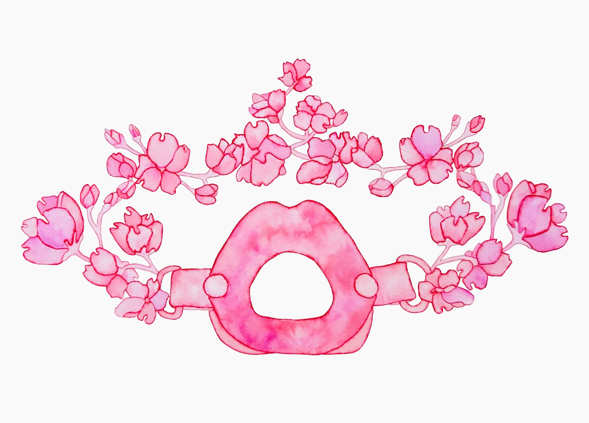 Helena Calmfors "Flower Gag" Watercolor Painting (Framed)