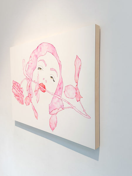 Helena Calmfors "Softness" Watercolor Painting (Mounted on Wood Panel)