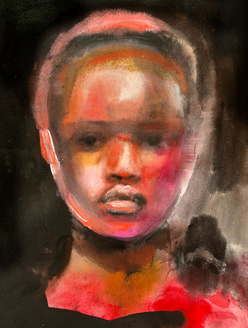 Martha Zmpounou "Brown and Red Face Study"