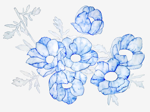 Helena Calmfors "Anemonies" Watercolor Painting (Framed)