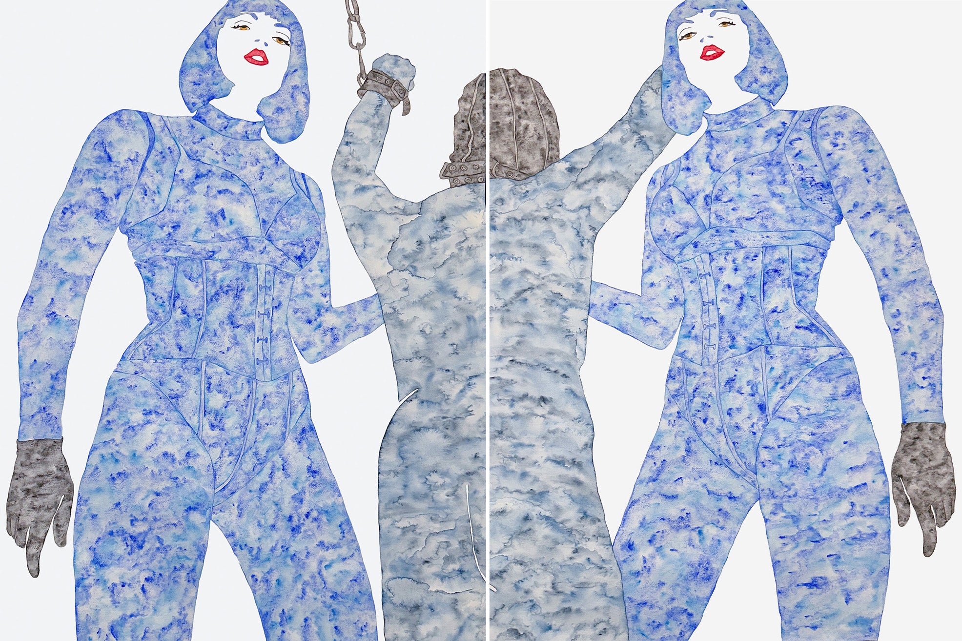 Helena Calmfors "BDSM Diptyque" Watercolor Painting