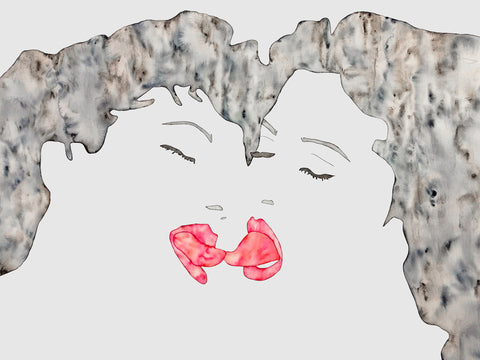 Helena Calmfors "Devour" Watercolor Painting (Mounted on Wood Panel)