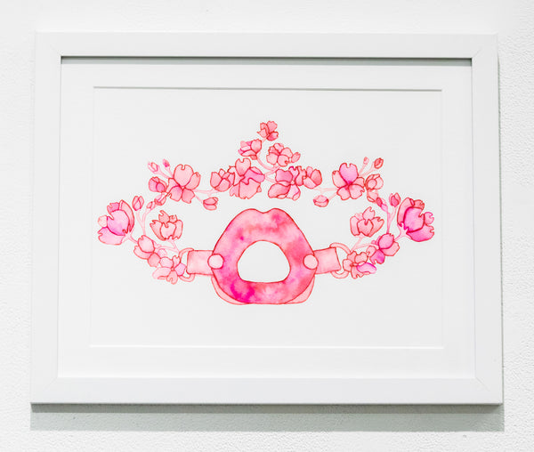 Helena Calmfors "Flower Gag" Watercolor Painting (Framed)