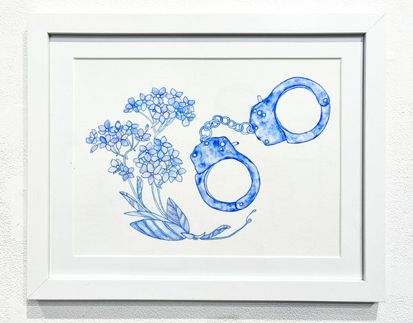 Helena Calmfors "forget me not" Watercolor Painting (Framed)