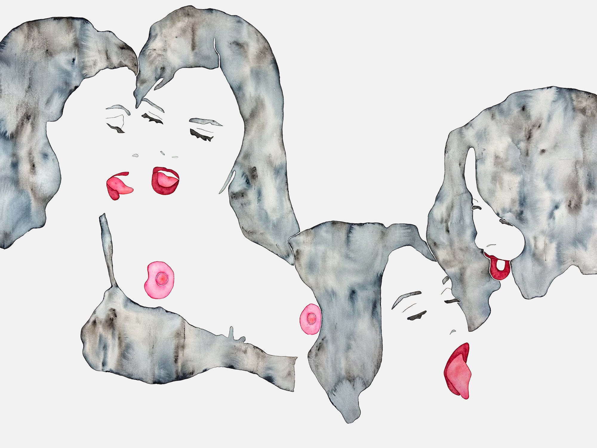 Helena Calmfors "Foursome" Watercolor Painting (Framed)