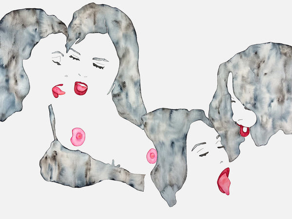 Helena Calmfors "Foursome" Watercolor Painting (Framed)