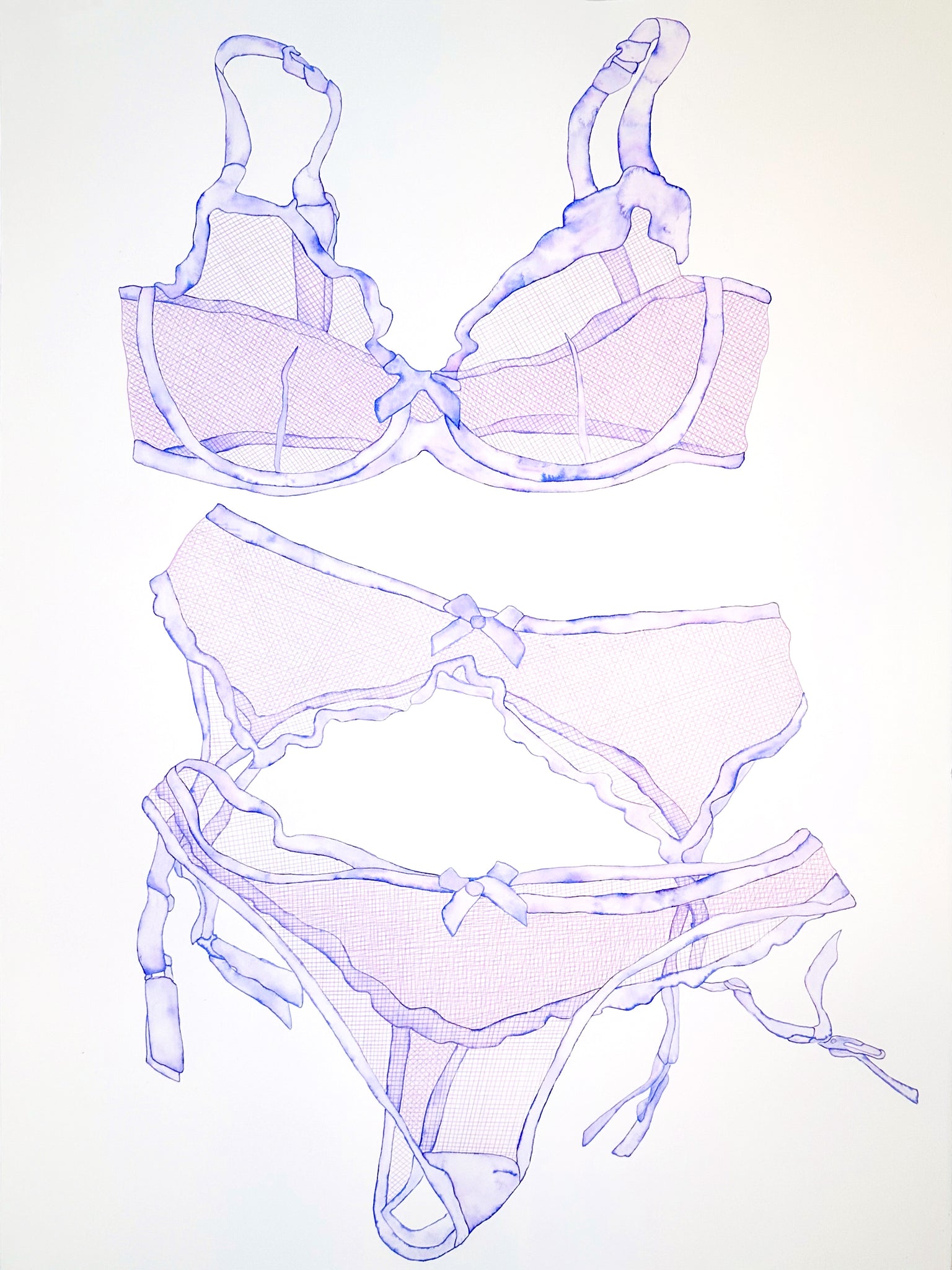 Helena Calmfors "Mesh" Watercolor Painting (Framed)