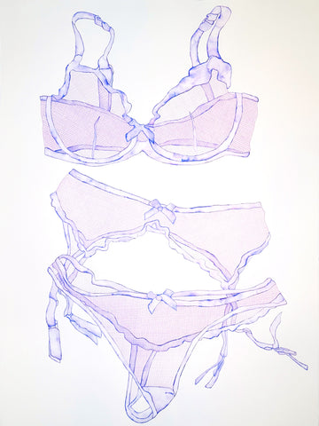 Helena Calmfors "Mesh" Watercolor Painting (Framed)