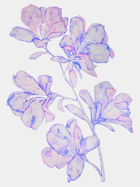 Helena Calmfors "Purple Flowers" Watercolor Painting (Framed)