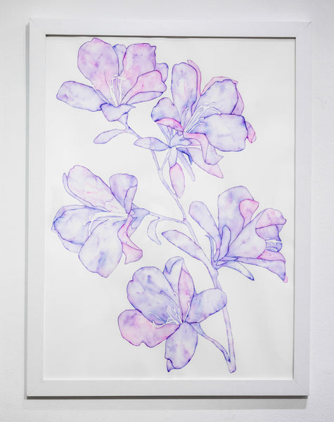 Helena Calmfors "Purple Flowers" Watercolor Painting (Framed)