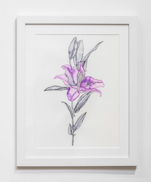 Helena Calmfors "Purple Lily" Watercolor Painting (Framed)