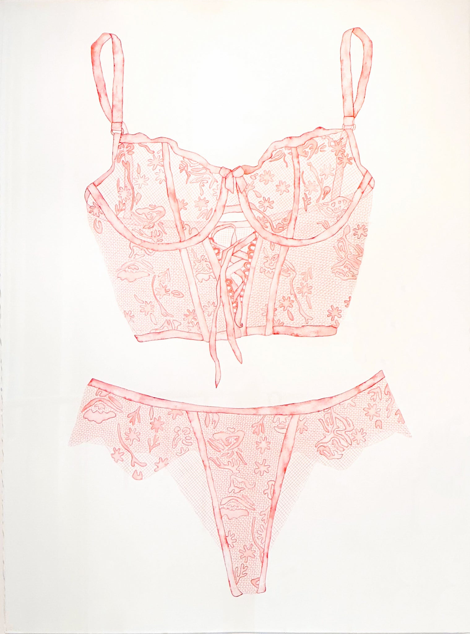 Helena Calmfors "Sheer Lace" Watercolor Painting (Framed)