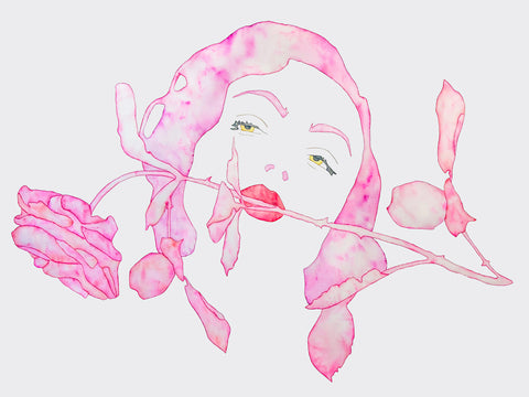 Helena Calmfors "Softness" Watercolor Painting (Mounted on Wood Panel)